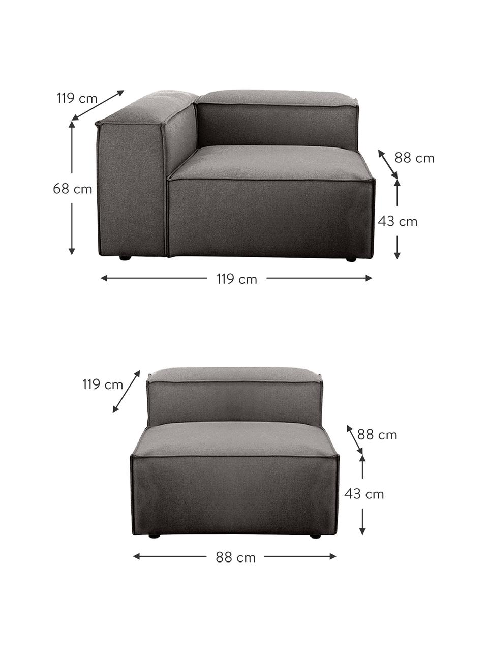 Sofa modułowa Lennon (4-osobowa), Tapicerka: poliester Dzięki tkaninie, Stelaż: lite drewno sosnowe z cer, Nogi: tworzywo sztuczne Materia, Ciemnoszara tkanina, S 327 x G 119 cm