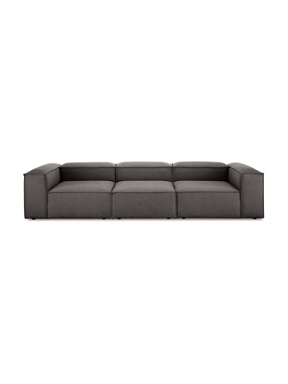 Modulaire bank Lennon (4-zits), Bekleding: 100% polyester De slijtva, Frame: massief grenenhout, FSC-g, Poten: kunststof, Geweven stof antraciet, B 327 x D 119 cm