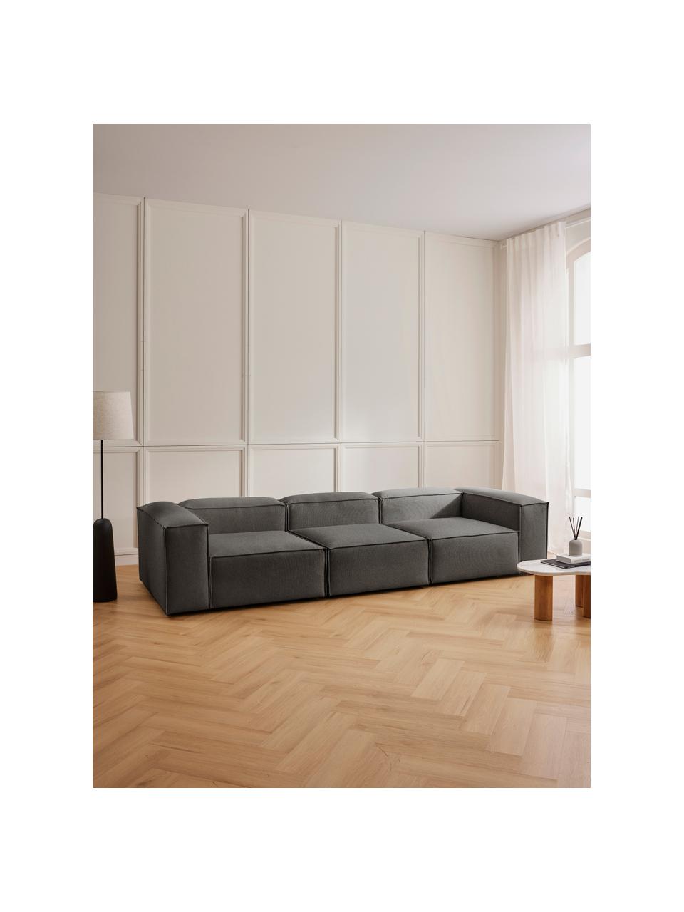 Divano componibile 4 posti Lennon, Rivestimento: 100% poliestere Con 115.0, Struttura: legno di pino massiccio, , Piedini: plastica, Tessuto antracite, Larg. 327 x Prof. 119 cm