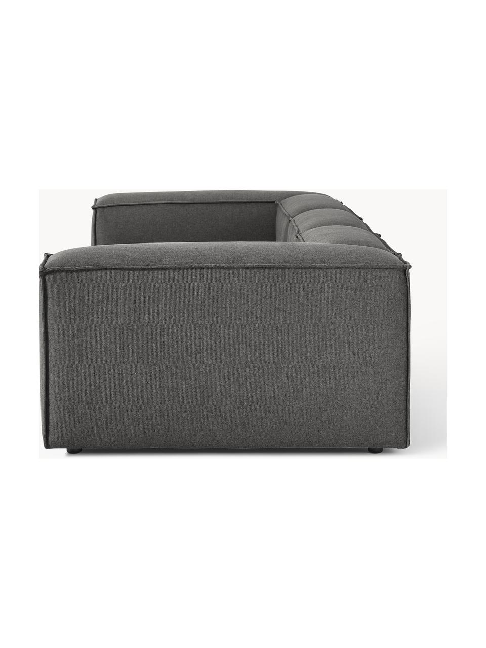 Modulares Sofa Lennon (4-Sitzer), Bezug: 100 % Polyester Der strap, Gestell: Massives Kiefernholz FSC-, Füße: Kunststoff, Webstoff Anthrazit, B 327 x T 119 cm