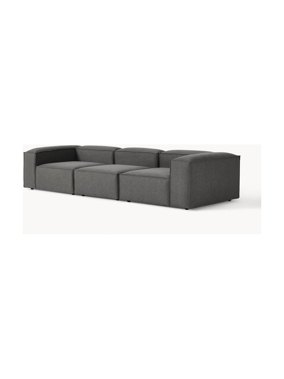 Modulares Sofa Lennon (4-Sitzer), Bezug: 100 % Polyester Der strap, Gestell: Massives Kiefernholz, Spe, Füße: Kunststoff Dieses Produkt, Webstoff Anthrazit, B 327 x T 119 cm