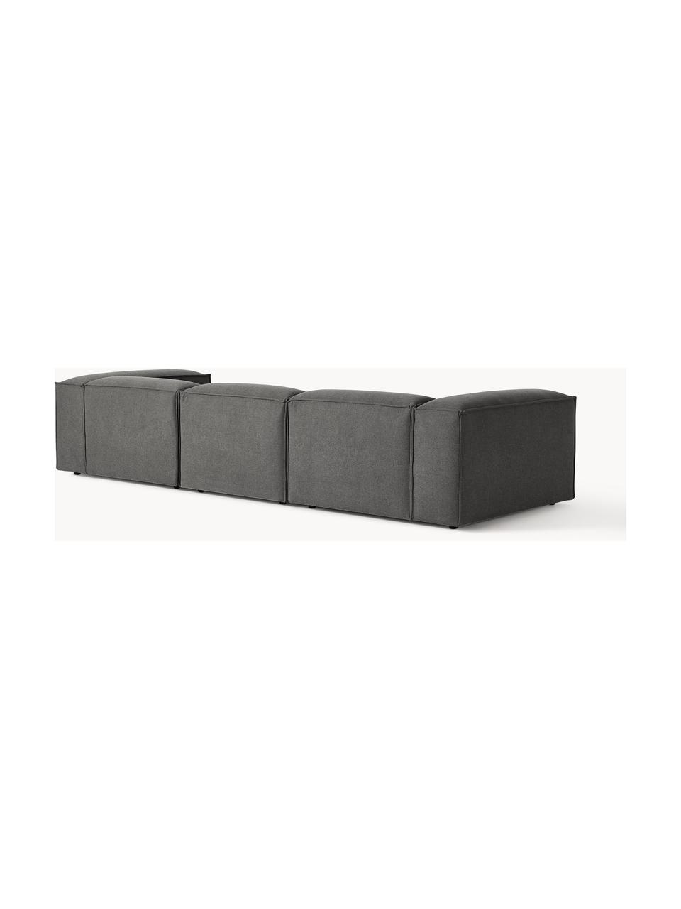 Sofa modułowa Lennon (4-osobowa), Tapicerka: 100% poliester Dzięki tka, Stelaż: lite drewno sosnowe, skle, Nogi: tworzywo sztuczne Ten pro, Antracytowa tkanina, S 327 x G 119 cm