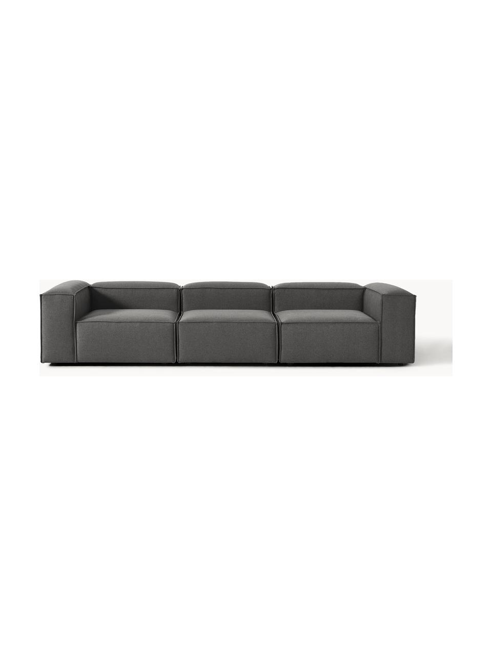 Modulares Sofa Lennon (4-Sitzer), Bezug: 100 % Polyester Der strap, Gestell: Massives Kiefernholz, Spe, Füße: Kunststoff Dieses Produkt, Webstoff Anthrazit, B 327 x T 119 cm