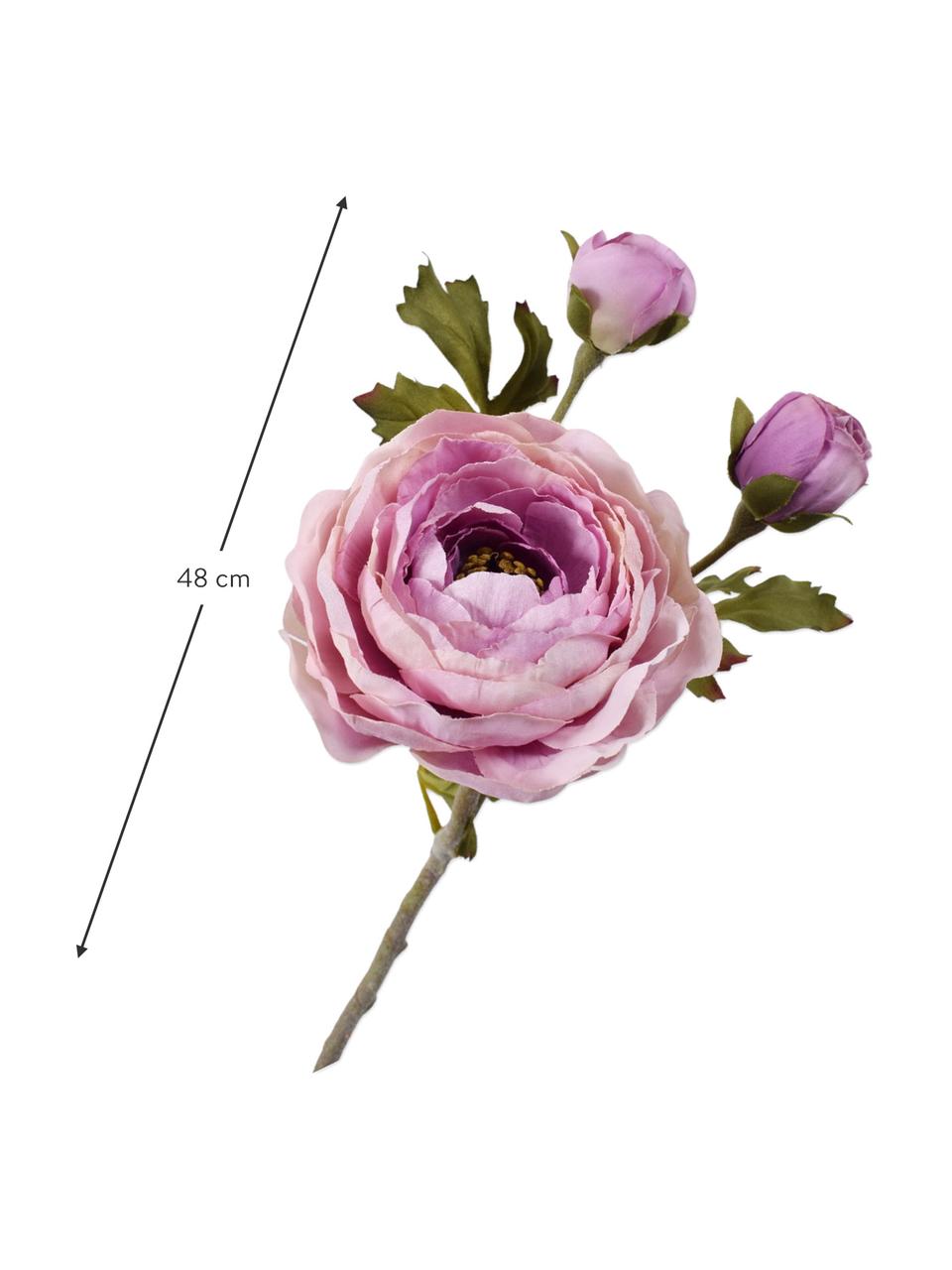 Flor artificial Hahnenfuß, Plástico, alambre de metal, Lila, L 48 cm