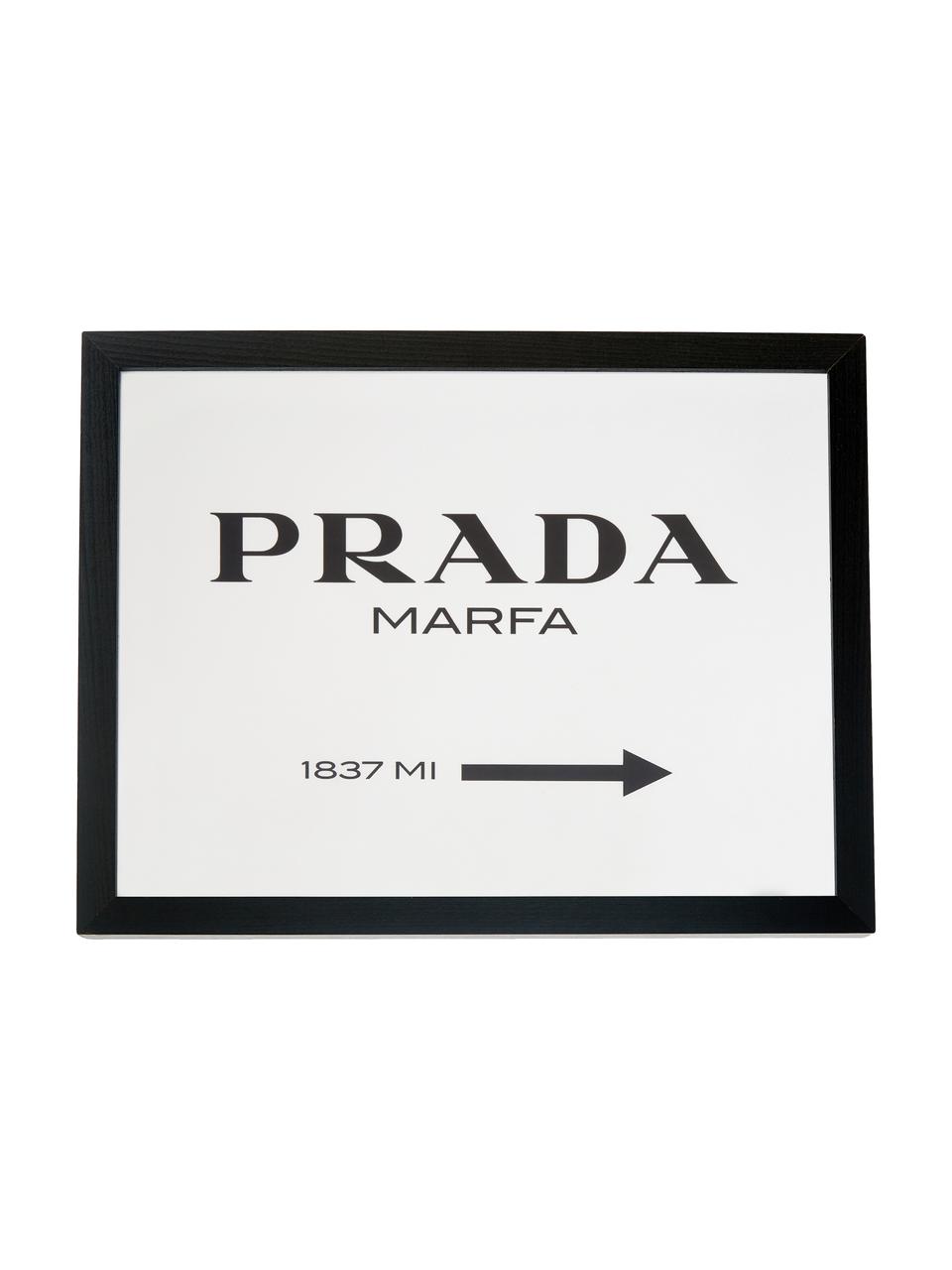 Lámina decorativa Prada Marfa, Negro, blanco, An 43 x Al 33 cm