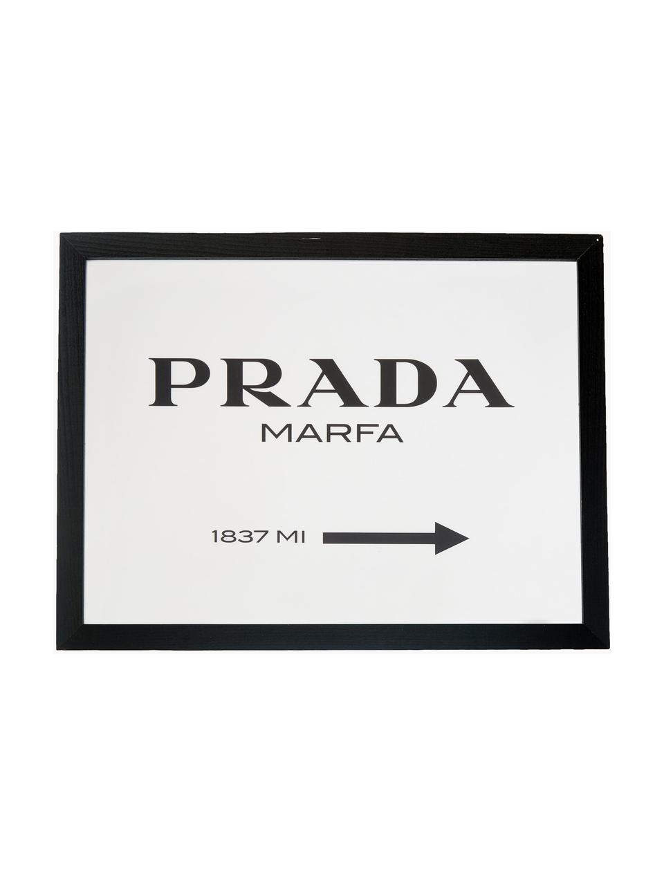 Ingelijste digitale print Prada Marfa, Afbeelding: digitale print op papier,, Lijst: gelakt hout, Zwart, wit, B 43 x H 33 cm