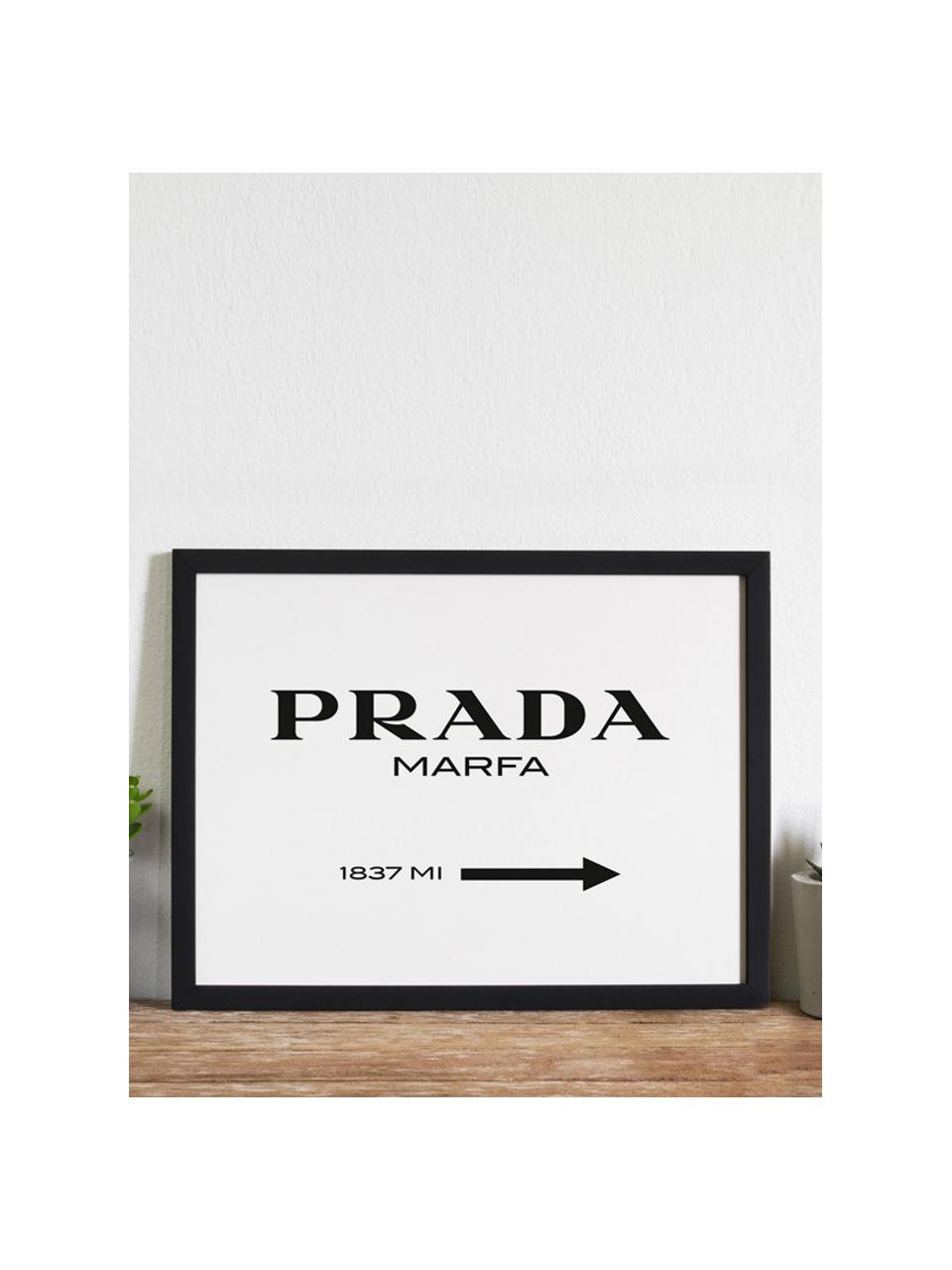 Impression numérique encadrée Prada Marfa, Noir, blanc, larg. 43 x haut. 33cm