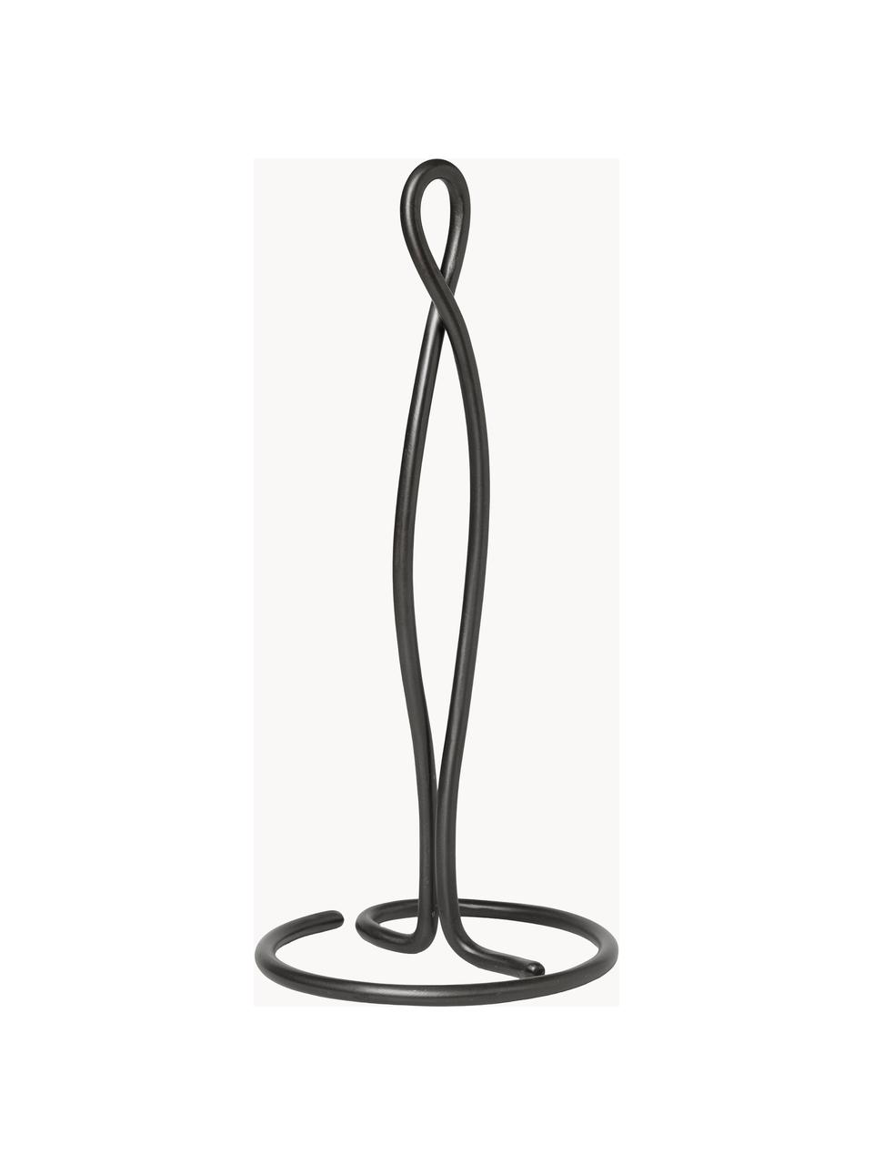 Porte-rouleau de cuisine en métal Curvature, Laiton, laqué, Noir, Ø 14 x haut. 31 cm