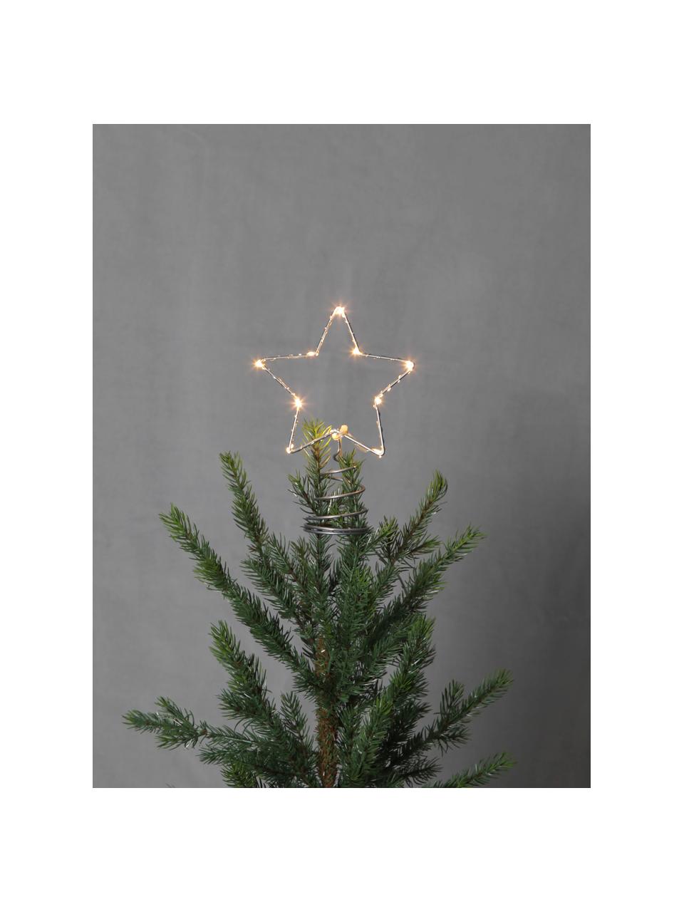 Puntale albero a LED a batteria Topsy, alt. 20 cm, Argentato, Larg. 14 x Alt. 20 cm
