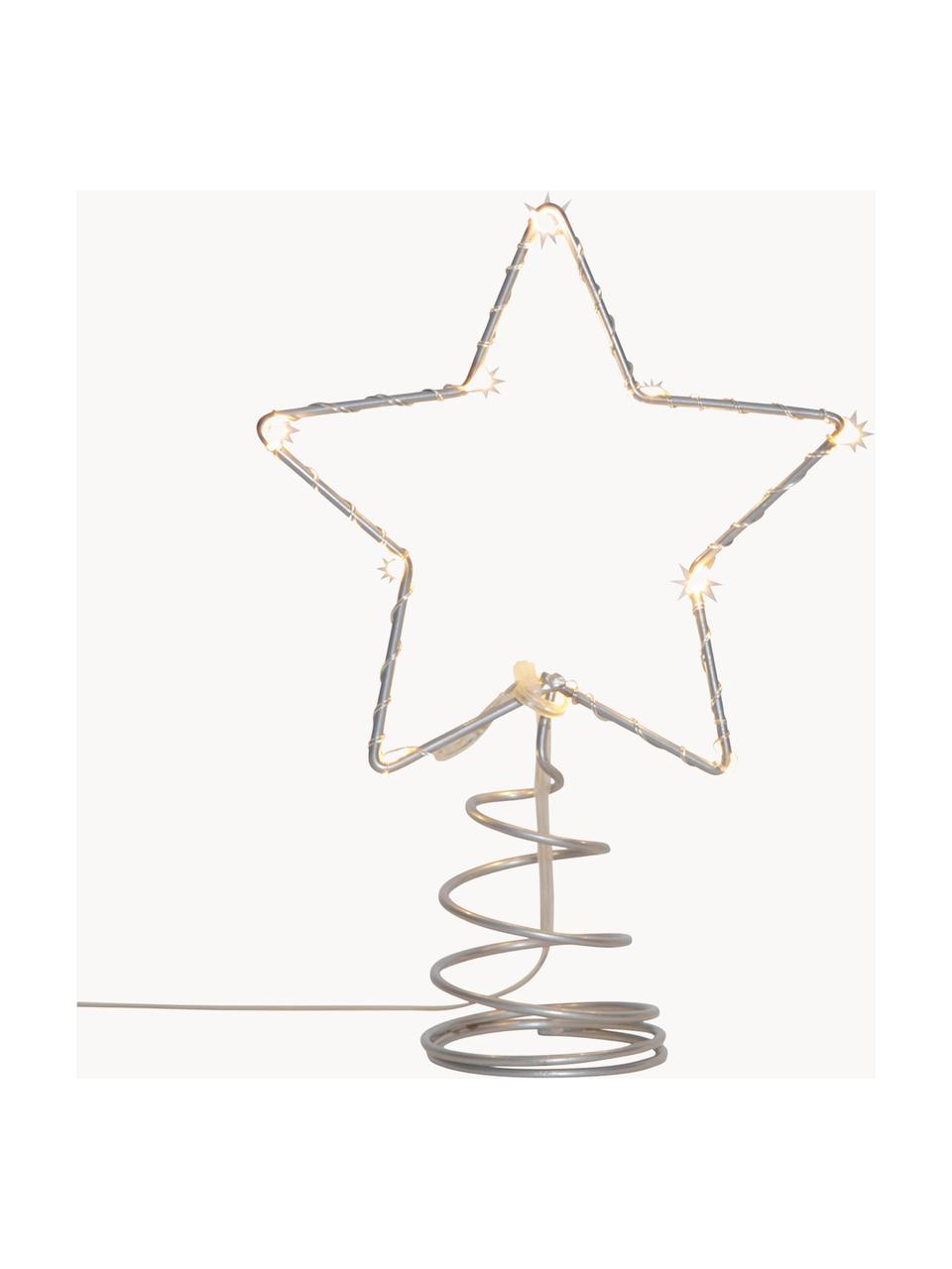 Estrella Árbol de Navidad LED Topsy, funciona a pilas, Cable: plástico, Plateado, An 14 x Al 20 cm