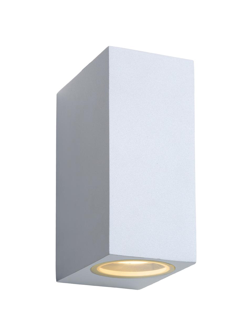 Außenwandleuchte Zora in Weiß, Lampenschirm: Aluminium, beschichtet, Diffusorscheibe: Glas, Weiß, B 7 x H 15 cm