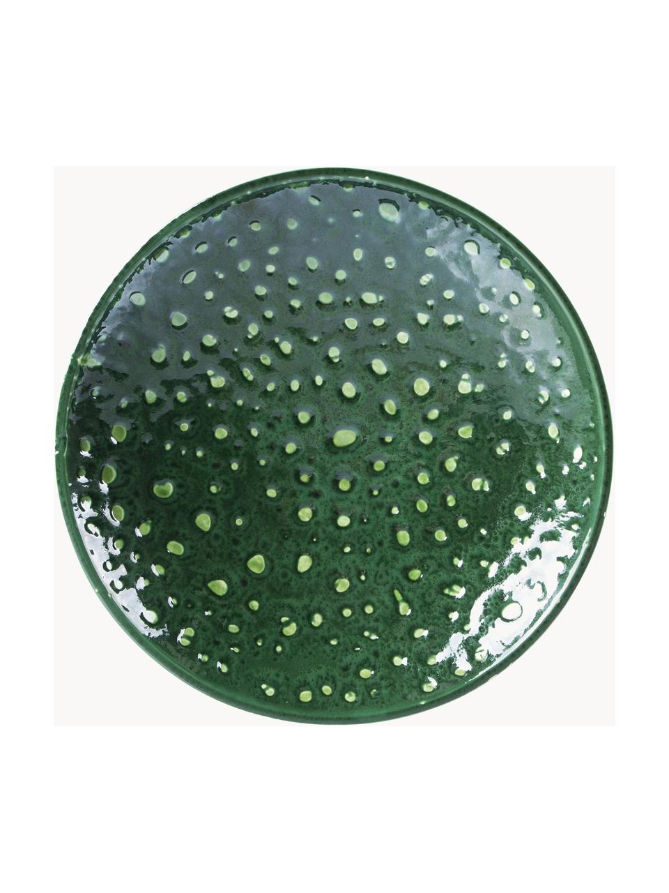 Fuente artesanal The Emeralds, Cerámica de gres, Verde oscuro brillante, Ø 30 x Al 10 cm
