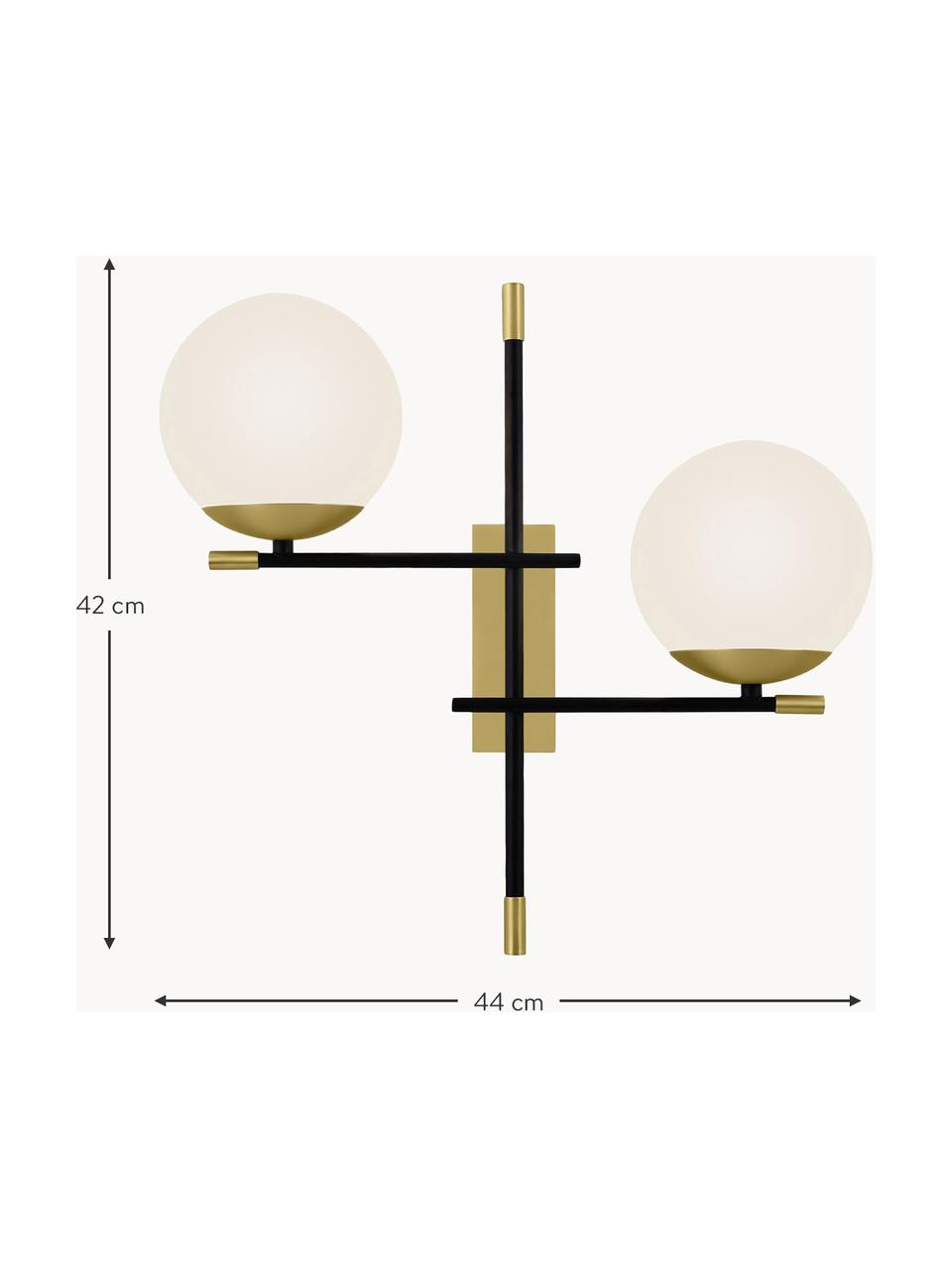 Grosse Wandleuchte Nostalgia, Dekor: Metall, beschichtet, Schwarz, Goldfarben, B 44 x H 42 cm