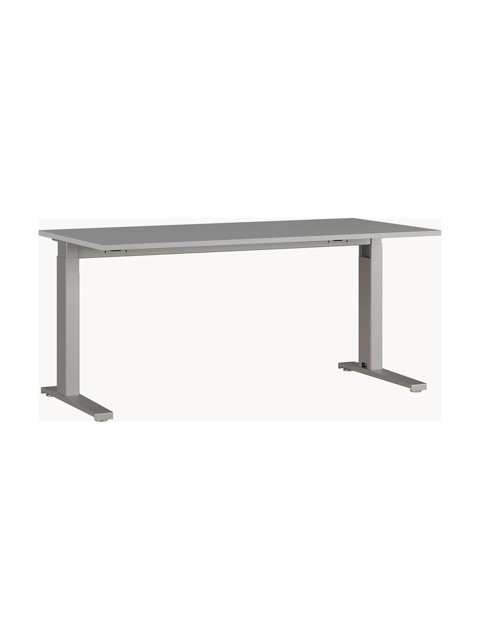 Höhenverstellbarer Schreibtisch Easy, Tischplatte: Spanplatte mit Melaminhar, Gestell: Metall, pulverbeschichtet, Off White, Hellgrau, B 160 x T 80 cm
