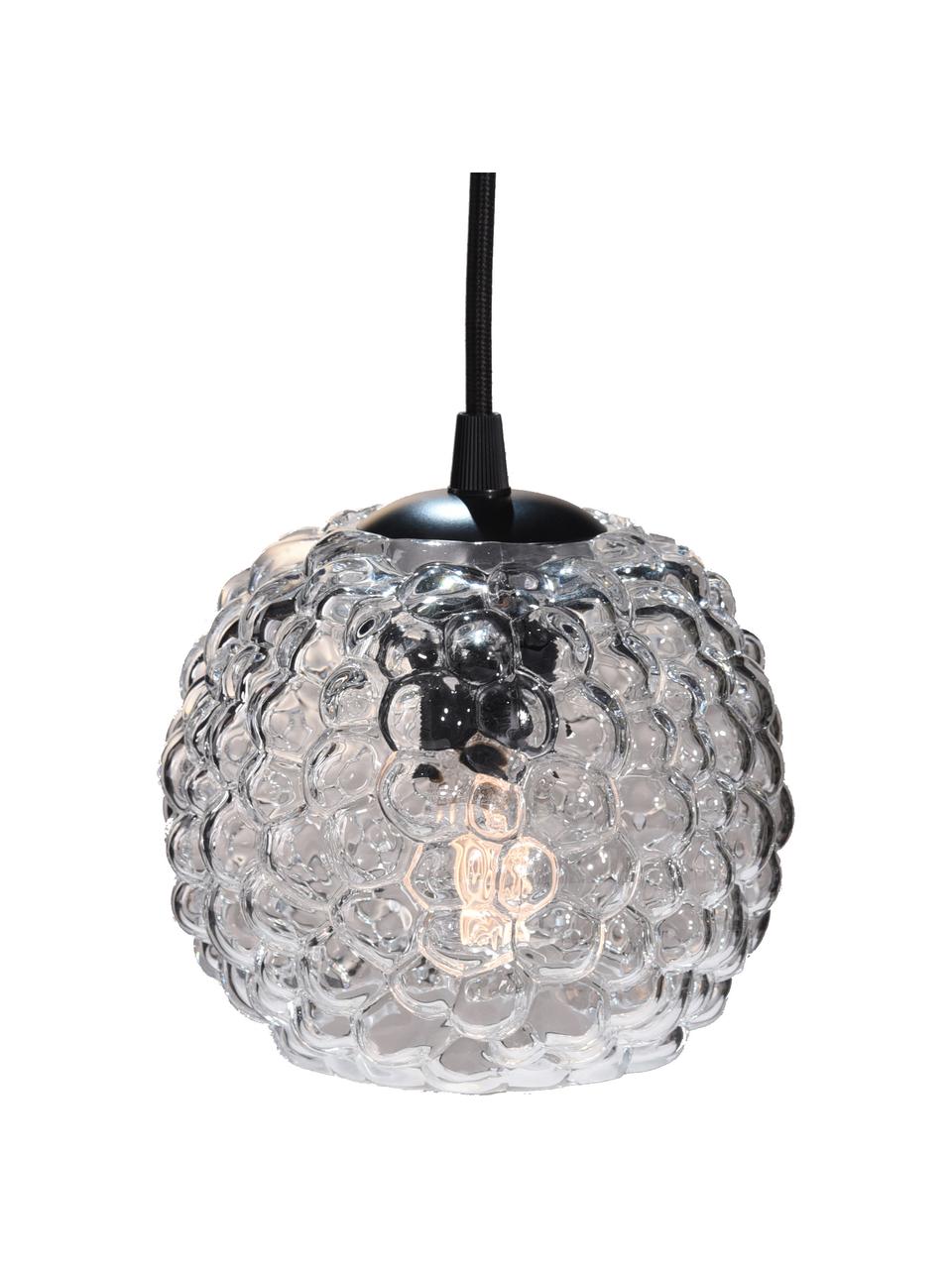 Lampa wisząca ze szkła dmuchanego Grape, Transparentny, czarny, Ø 15 x W 13 cm