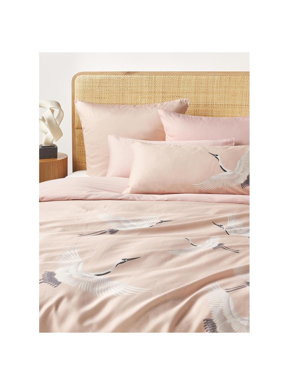 Poszewka na poduszkę z satyny bawełnianej Yuma, Blady różowy, S 40 x D 80 cm