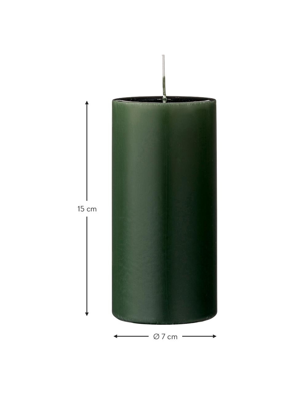 Veľká sviečka Lulu, 2 ks, Vosk, Lesná zelená, Ø 7 x V 15 cm