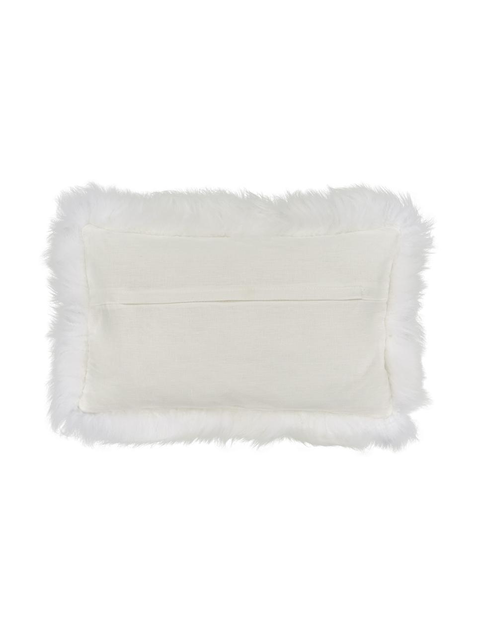 Housse de coussin en peau de mouton blanc crème Oslo, lisse, Blanc crème, larg. 30 x long. 50 cm