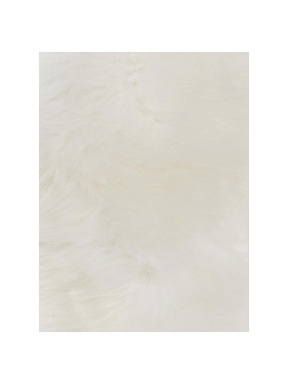 Funda de cojín de piel de oveja Oslo, Parte delantera: piel de oveja, Parte trasera: lino, Blanco crema, An 30 x L 50 cm