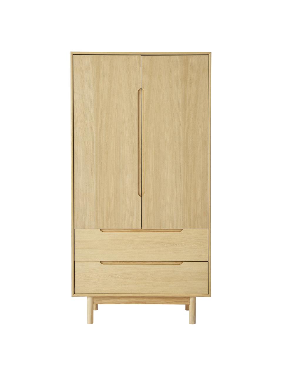Šatní skříň z dubové dýhy Cassy, Světlé dřevo, Š 100 cm, V 195 cm