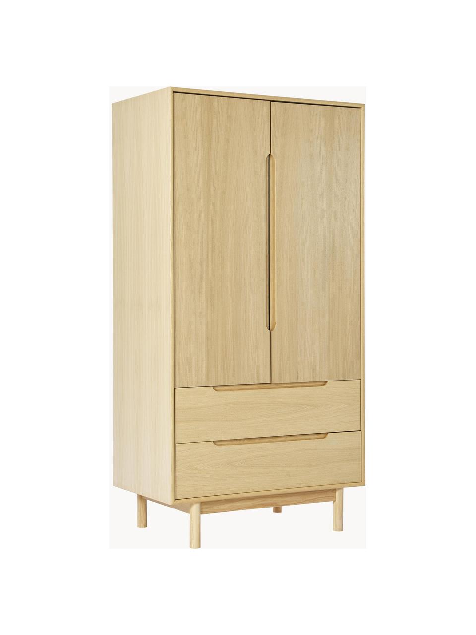 Šatníková skriňa z dubovej dyhy Cassy, 2 dvere, Svetlé drevo, Š 100 x V 195 cm