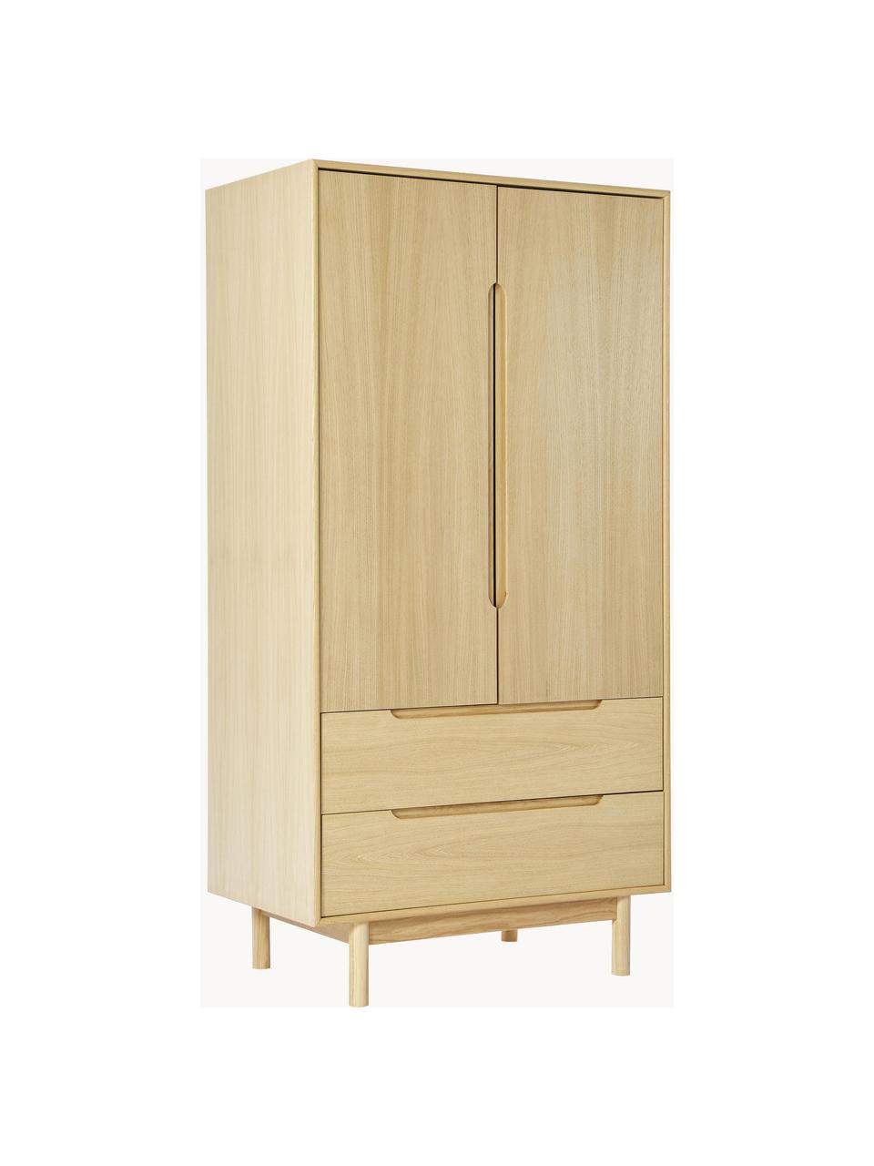 Armario en roble Cassy, 2 puertas, Patas: madera de roble macizo Es, Madera de roble, An 100 x Al 195 cm