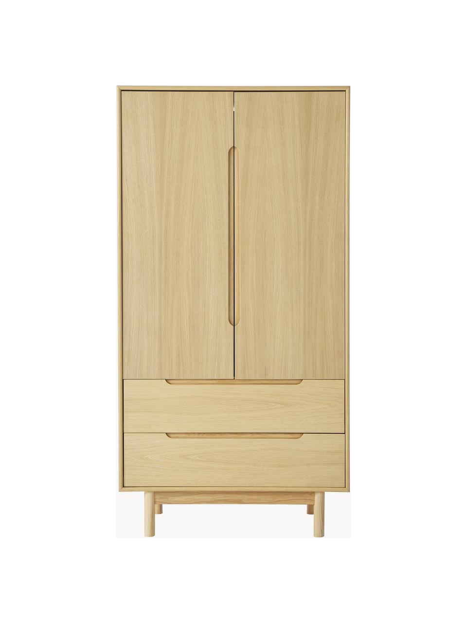 Kleiner Kleiderschrank Cassy, 2-türig, Beine: Eichenholz, massiv Dieses, Eichenholz, B 100 x H 195 cm