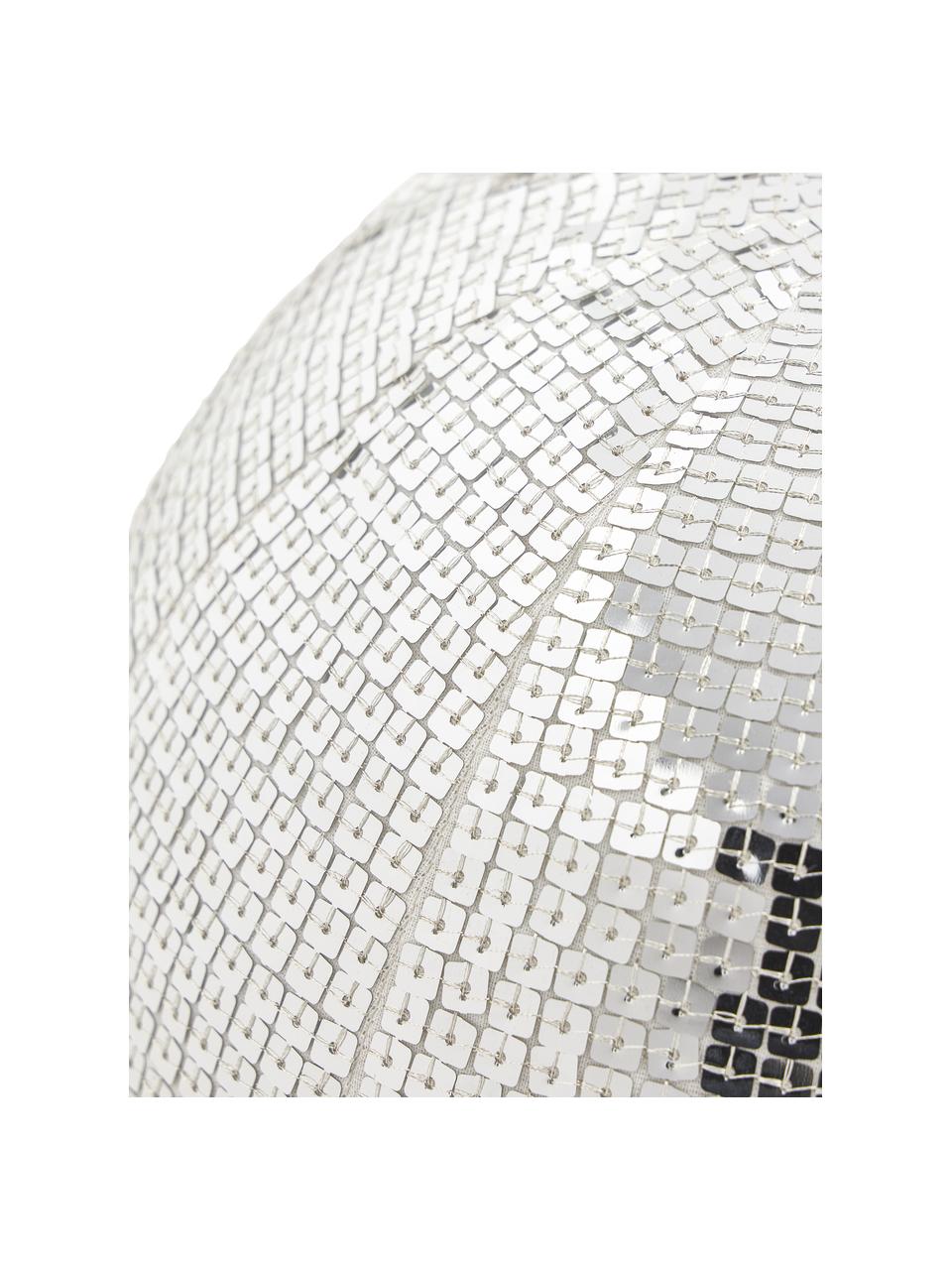 Rond decoratief kussen Diva met decoratieve pailletten, Zilverkleurig, Ø 40 cm