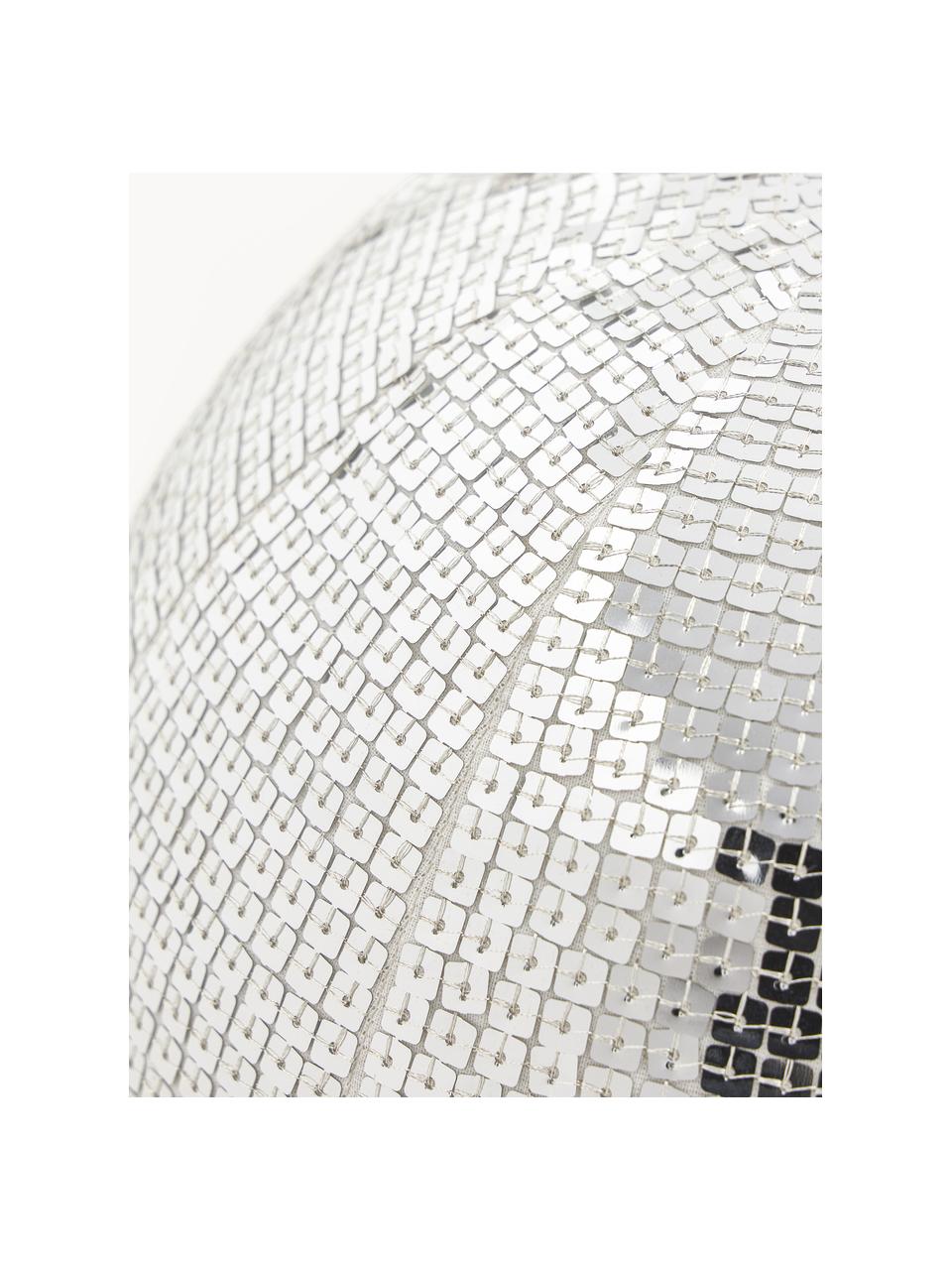 Coussin décoratif rond disco Diva, Argenté, Ø 26 cm