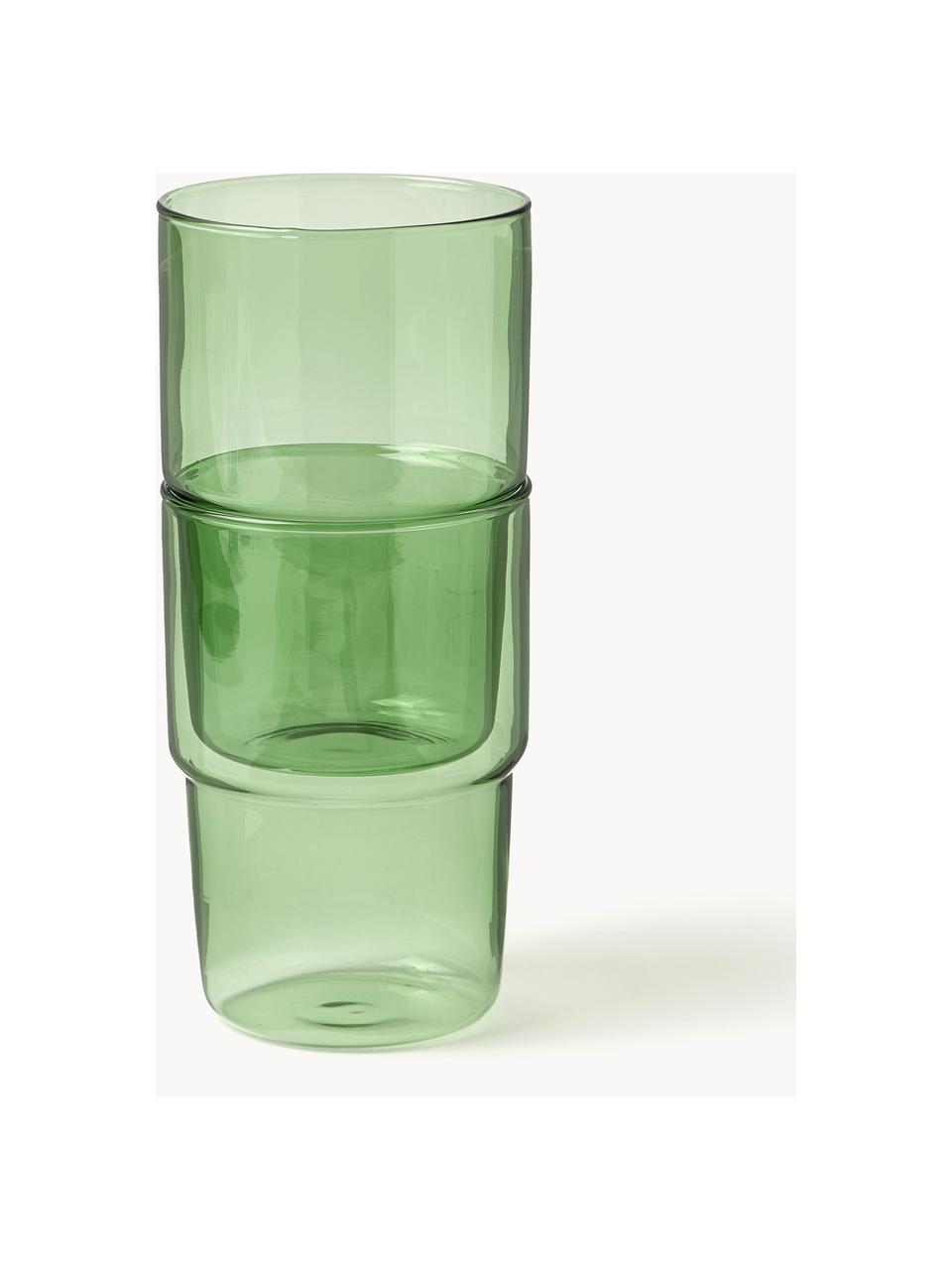 Waterglazen Torino uit borosilicaatglas, 2 stuks, Borosilicaatglas, Groen, transparant, Ø 8 x H 12 cm, 400 ml