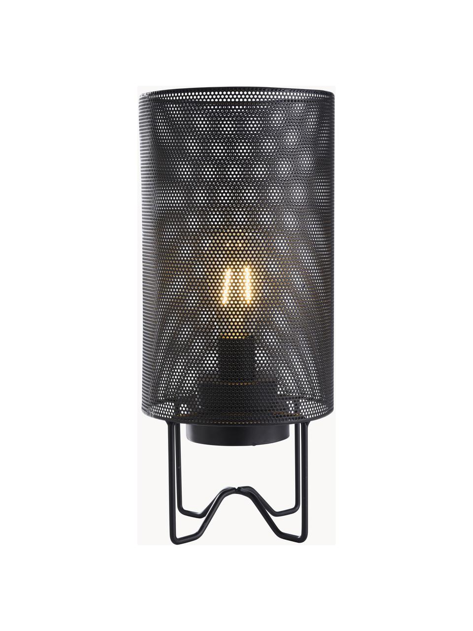 Prenosná stolová LED lampa do exteriéru Evening, Plast, potiahnutý kov, Čierna, Ø 15 x V 33 cm