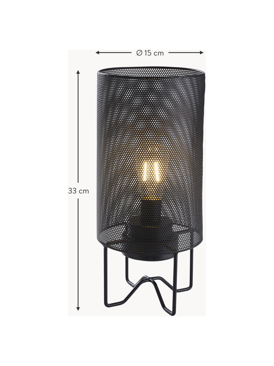 Mobiele LED outdoor tafellamp Evening, Kunststof, gecoat metaal, Zwart, Ø 15 x H 33 cm
