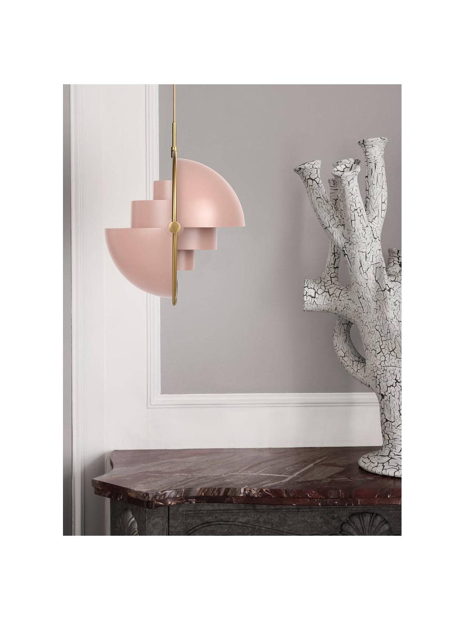 Verstelbare hanglamp Multi-Lite, Lamp: gepoedercoat aluminium, Perzik mat, goudkleurig glanzend, Ø 36 x H 42 cm