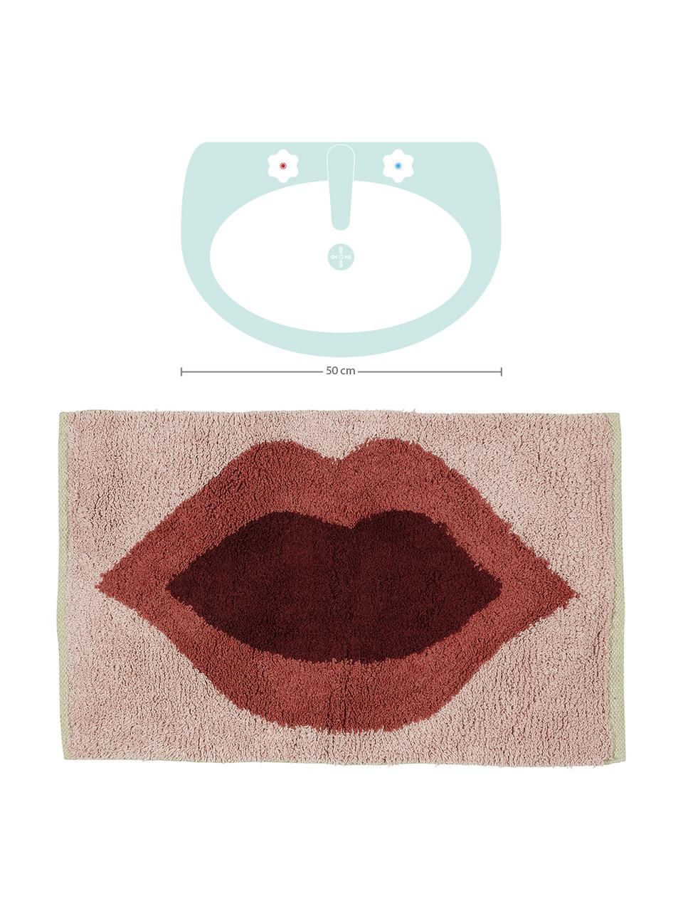Predložka do kúpeľne s motívom Kiss, 100 %  bavlna
Bez protišmykovej úpravy, Bledoružová, červená, tmavočervená, Š 60 x D 90 cm