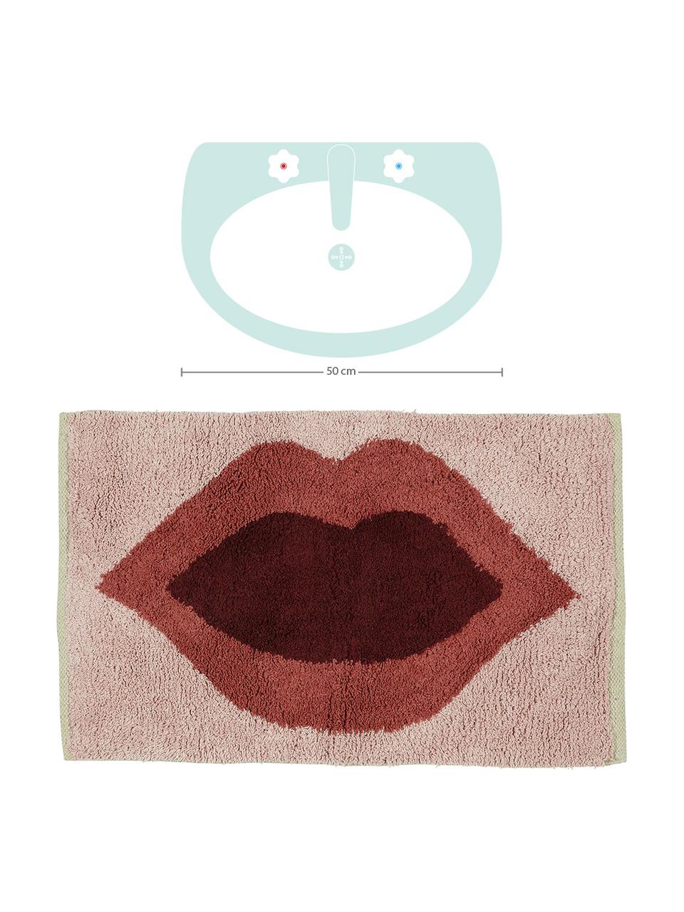 Tapis de bain à motifs Kiss, 100 % coton
Non antidérapant, Rose, rouge, pourpre, larg. 60 x long. 90 cm 