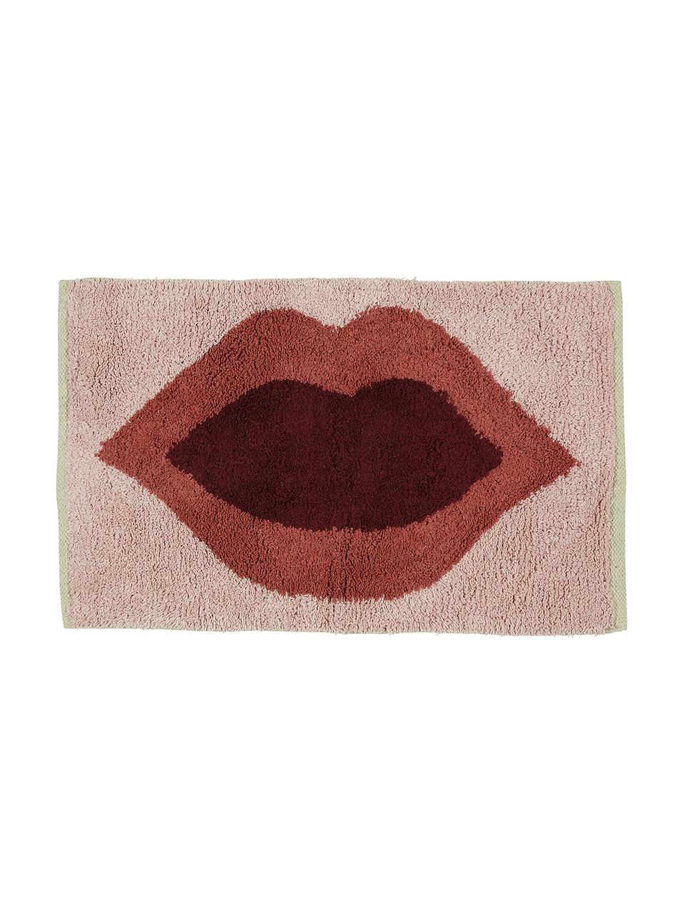 Tapis de bain à motifs Kiss, 100 % coton
Non antidérapant, Rose, rouge, pourpre, larg. 60 x long. 90 cm 