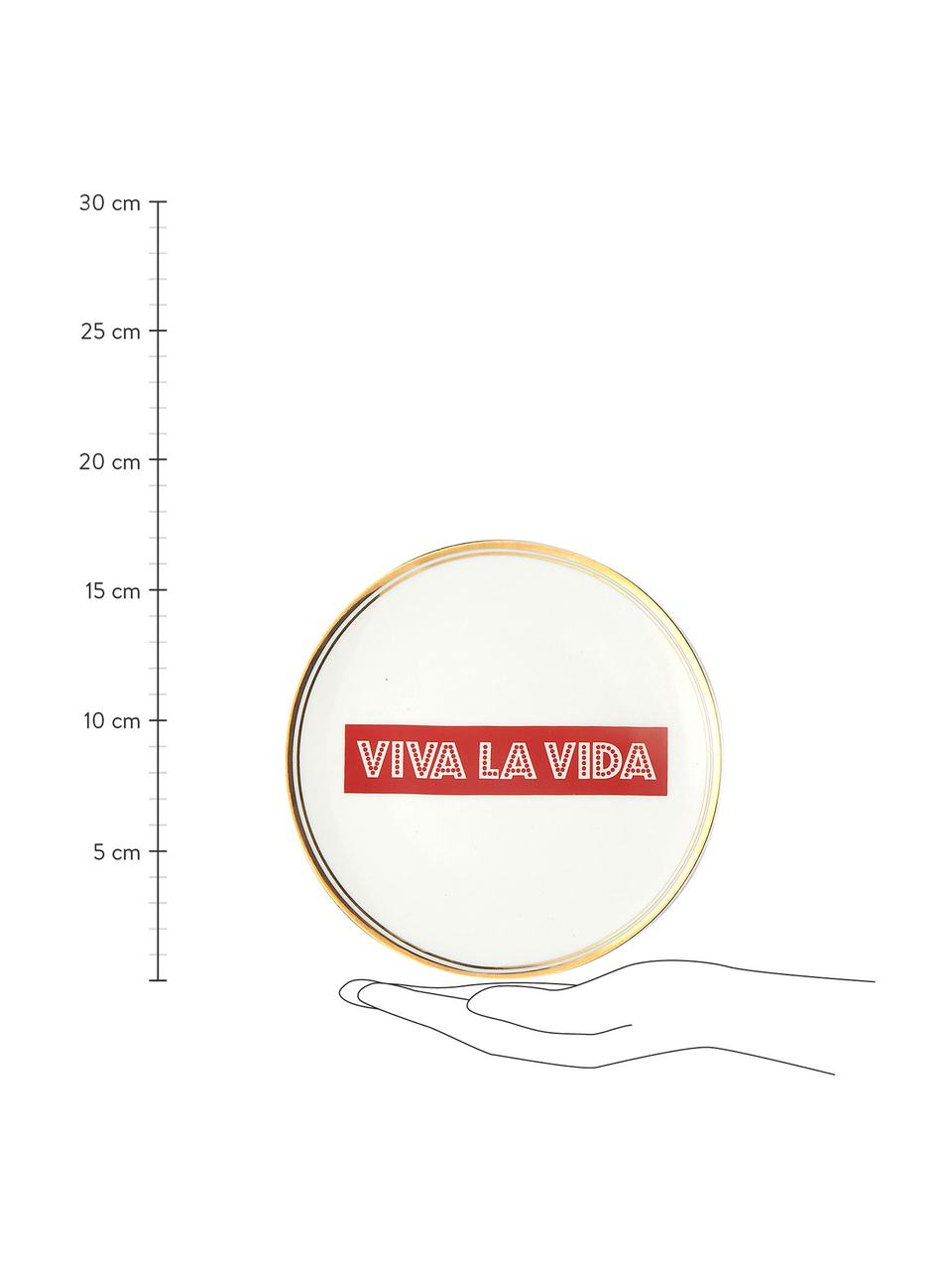 Assiette à dessert en porcelaine avec bord doré Viva La Vida, Porcelaine, Viva La Vida, Ø 17 cm