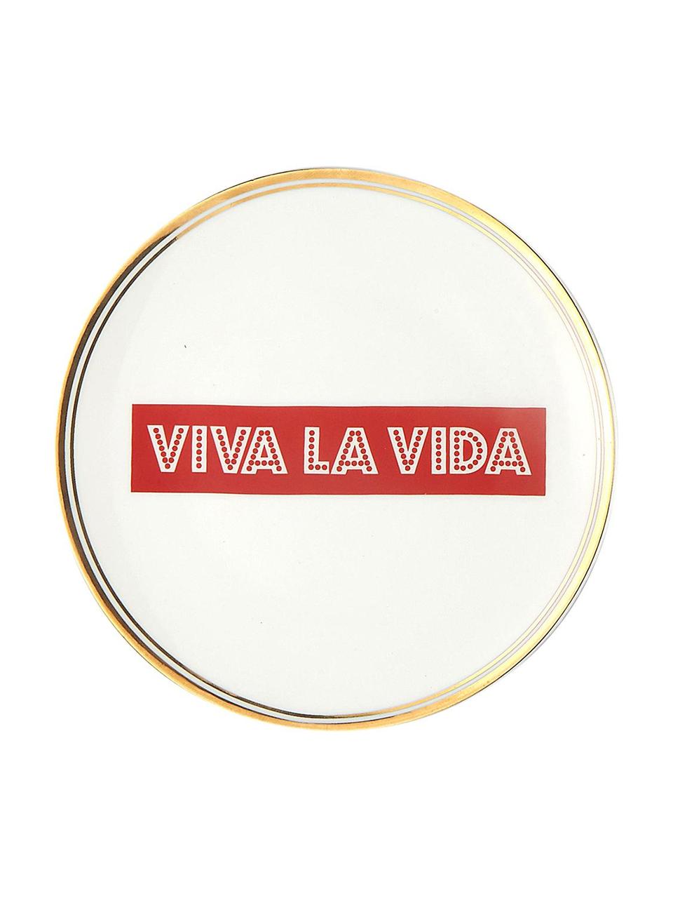 Assiette à dessert en porcelaine avec bord doré Viva La Vida, Porcelaine, Viva La Vida, Ø 17 cm