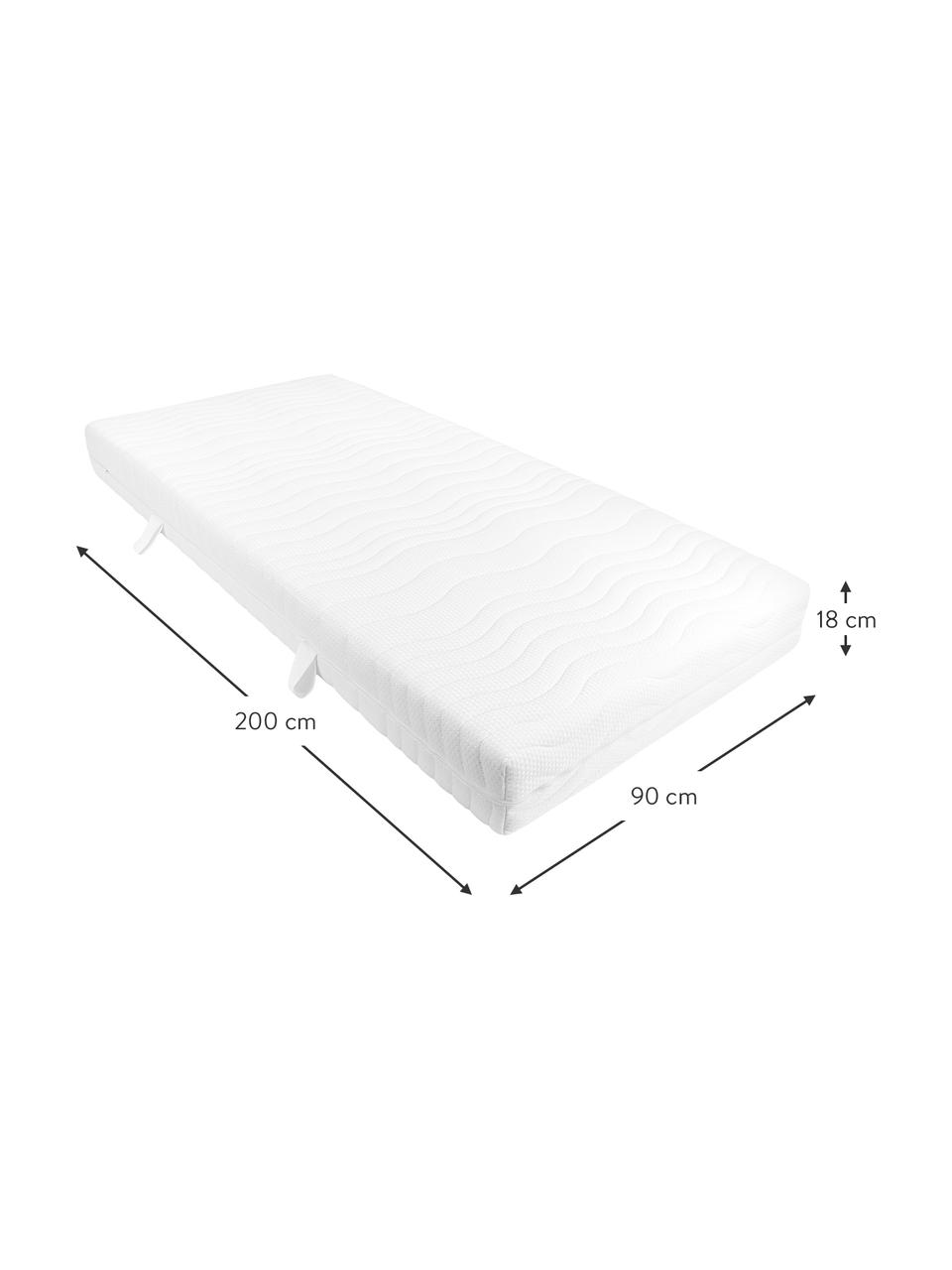 Colchón de espuma de 7 zonas Comfort Young, Funda: doble tejido con hilo bri, Blanco, 90 x 200 cm