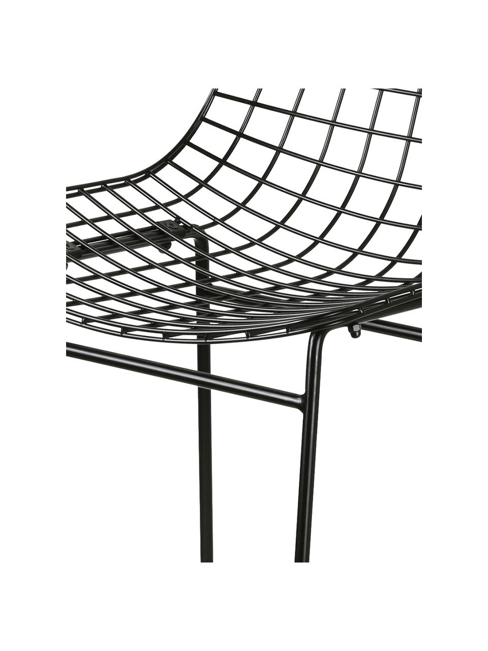 Taburete alto de metal Wire, Metal con pintura en polvo, Negro, An 47 x Al 89 cm