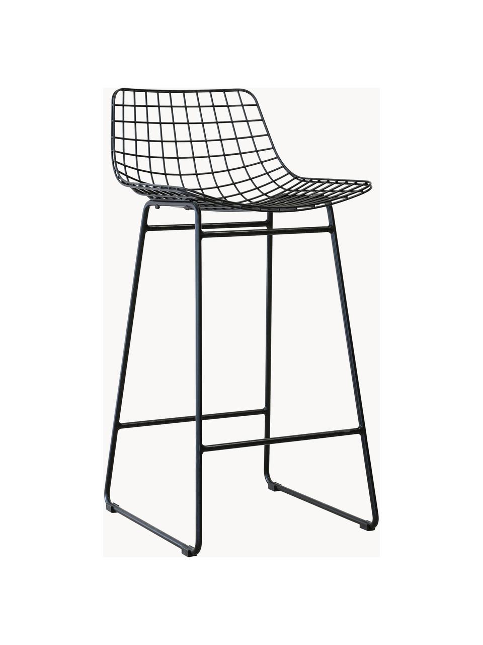 Chaise de comptoir en métal Wire, Métal, revêtement par poudre, Noir, larg. 47 x haut. 89 cm