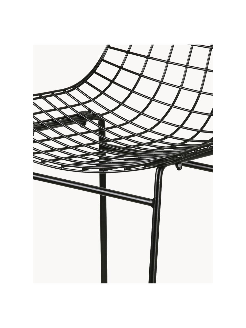 Chaise de comptoir en métal Wire, Métal, revêtement par poudre, Noir, larg. 47 x haut. 89 cm