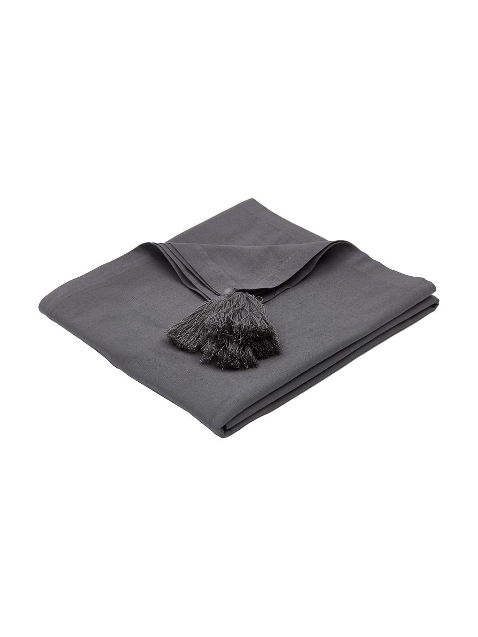 Nappe avec houppes Benini, Gris foncé