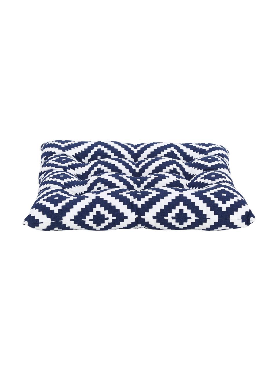 Stoelkussen Miami in donkerblauw/wit, Donkerblauw, wit, B 40 x L 40 cm