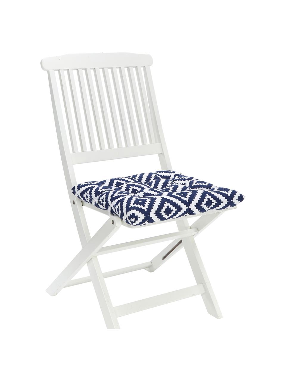 Podsedák na židli Miami, Tmavě modrá, bílá, Š 40 cm, D 40 cm