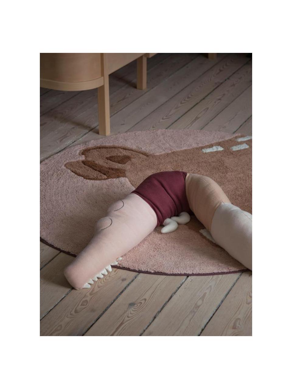 Rond katoenen vloerkleed Twilight, 100% katoen, Bruintinten, Ø 120 cm
