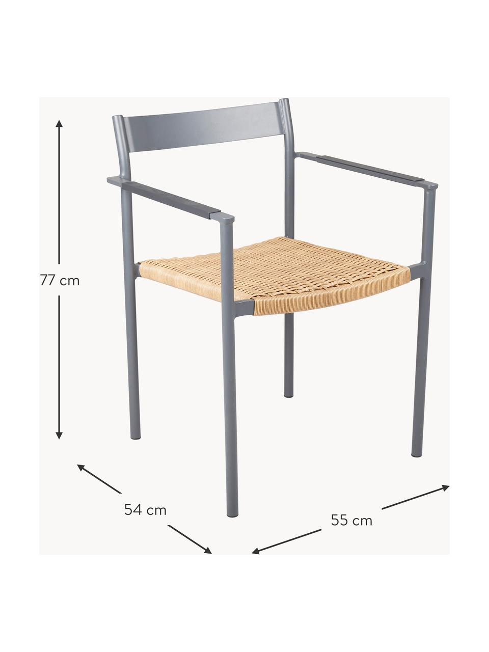 Gartenstühle DK, 2 Stück, Gestell: Aluminium, beschichtet, Sitzfläche: Geflecht, Hellgrau, Beige, B 55 x T 54 cm