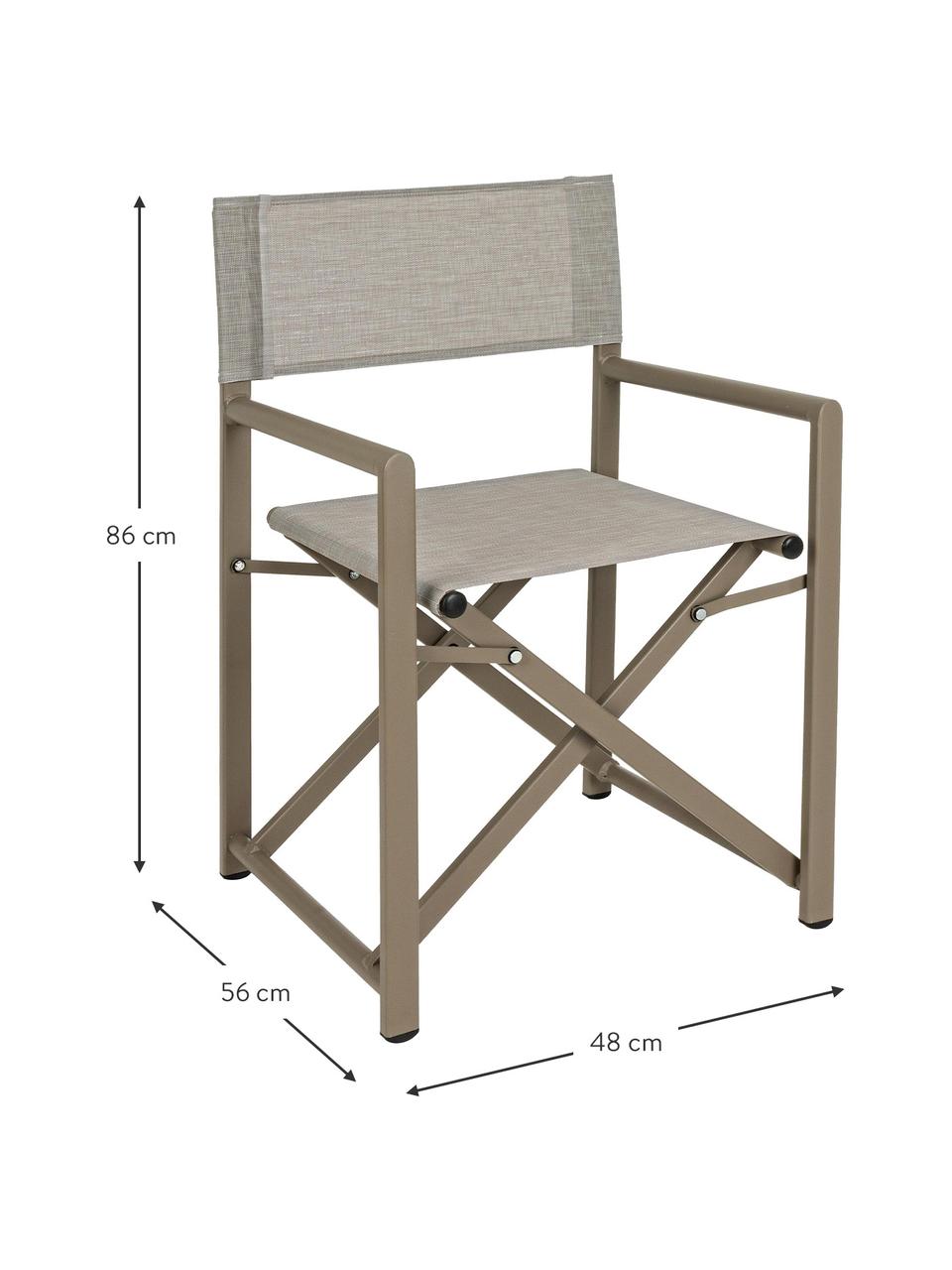 Inklapbare tuinstoel Taylor in koffiebruin, Zitvlak: kunststof (610 g/m²), Frame: aluminium, gepoedercoat, Grijs, koffiebruin, zilverkleurig, B 48 x D 56 cm