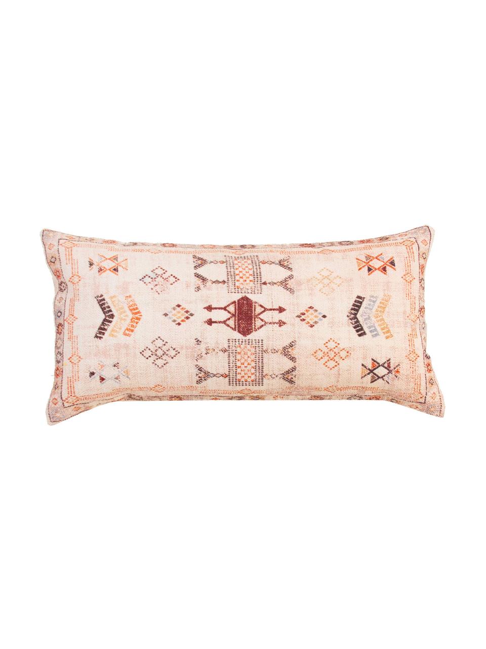 Housse de coussin rectangulaire ethnique Tanger, Beige, tons rouges