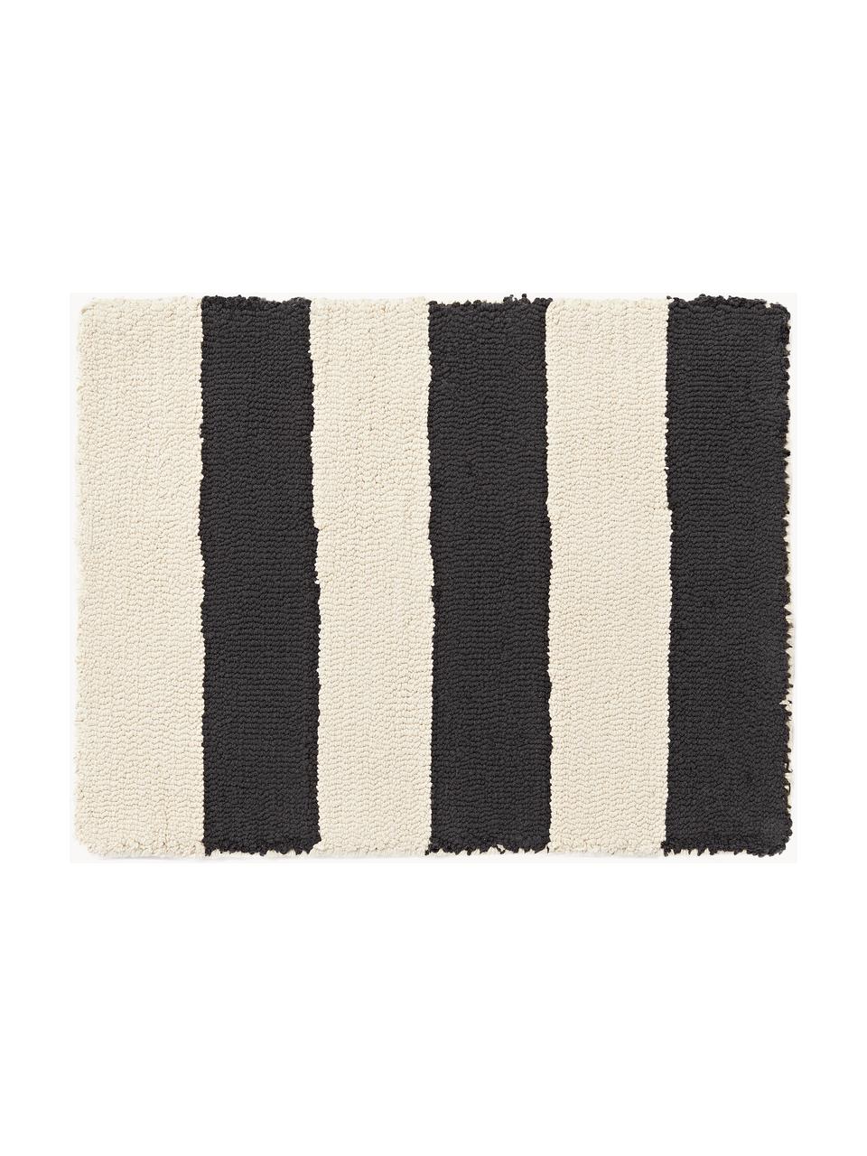 Sets de table tuftés à la main Kio Stripe, 4 pièces, 100 % coton, Noir, blanc crème, larg. 35 x long. 45 cm